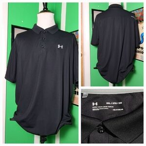 Under Armour HeatGear Polo Shirt Men’s 3XL Black Loose Fit Performance Golf